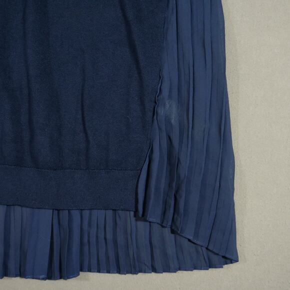 Adrianna Papell Top Womens Small Blue Knit Front Ruffled Blouse Short Sleeve - Picture 8 of 15